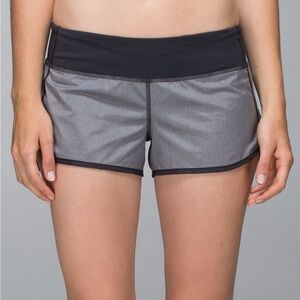 Lululemon Run: Speed Short *4-way Stretch Grey Heathered Slate Deep Coal sz 8